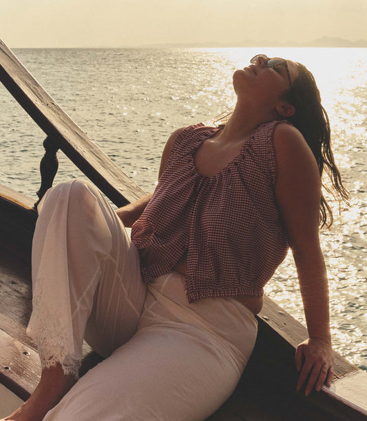 TRAVELER TOP -- MULBERRY LA MADDALENA GINGHAM