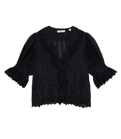 HENRI TOP -- BLACK EYELET