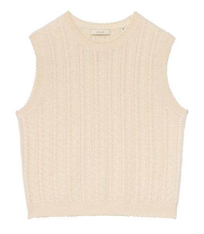 LOUDEN CASHMERE CABLE TOP -- DOGWOOD