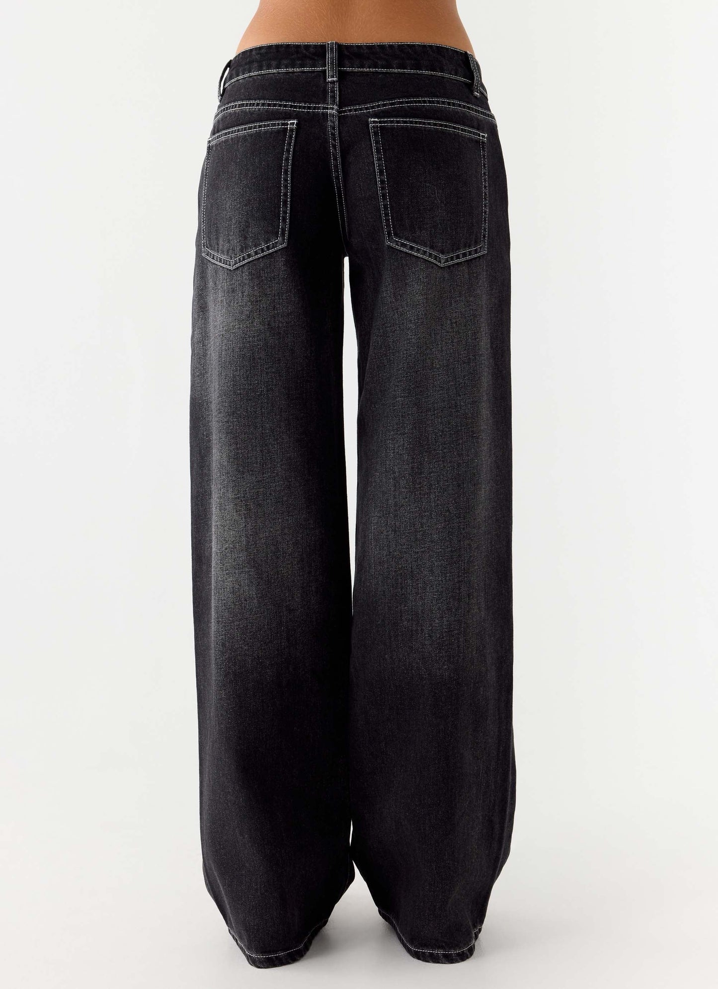 Nathan Super Low Rise Denim Jeans - Washed Black