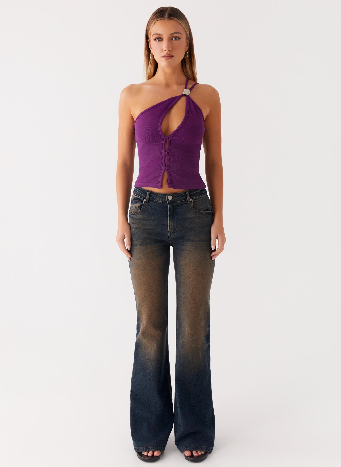 Oregon Flared Denim Jeans - Dirty Black Wash