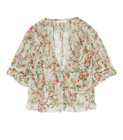 SALONA TOP -- CERISE ET FLEUR