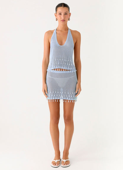 Scorpio Crochet Mini Skirt - Blue