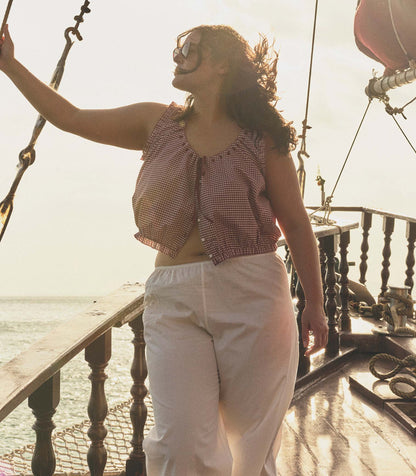 TRAVELER TOP -- MULBERRY LA MADDALENA GINGHAM